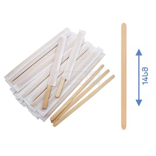 Wooden stirring sticks with individual paper packaging 14cm 500pcs